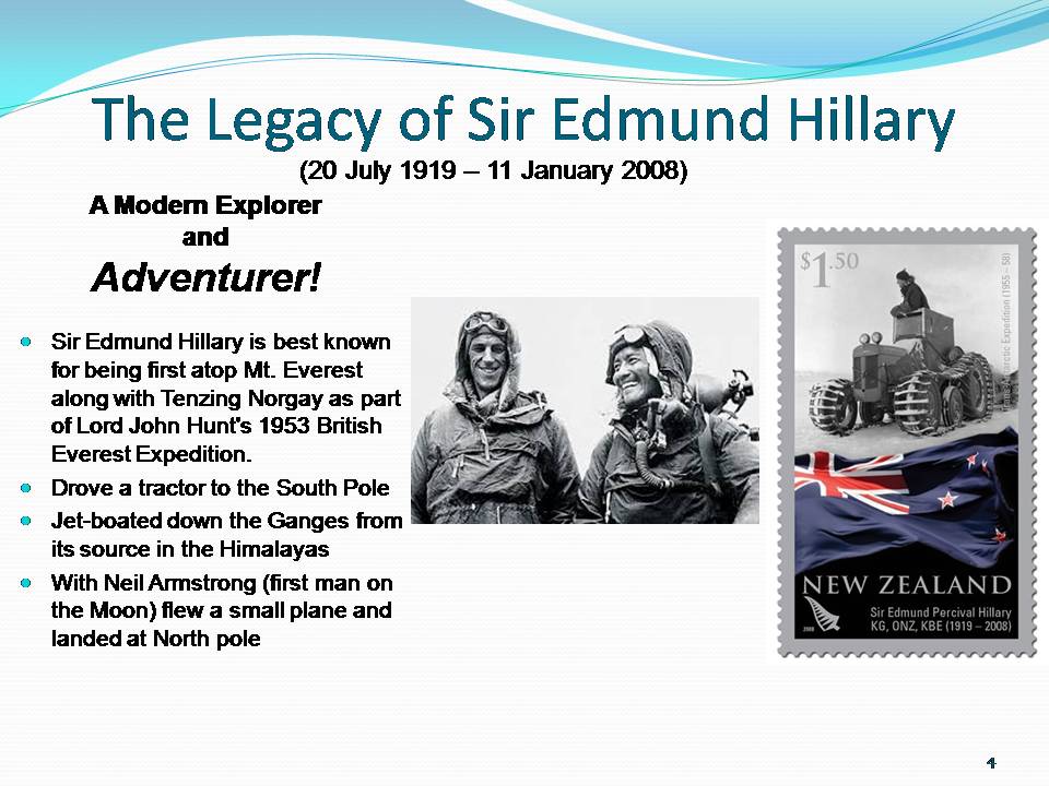 Slide #4, Sir Edmund Hillary Mountain Legacy Medal 2017 presentation event