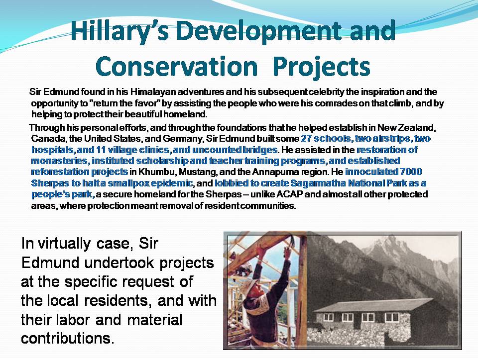 Slide #7, Sir Edmund Hillary Mountain Legacy Medal 2017 presentation event